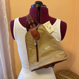 Italian leather purse backpack